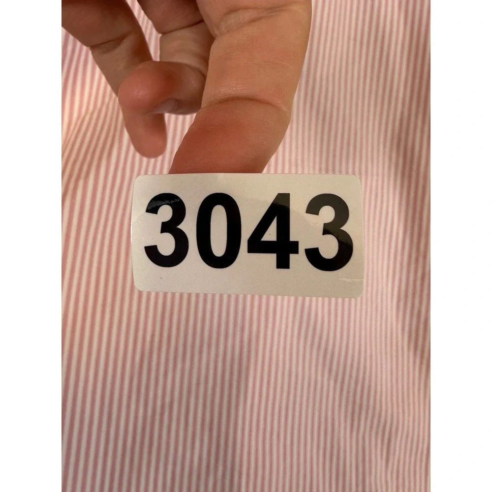 Banana Republic Mens Slim Flex Fit Tech Stretch Cotton Pink Pinstripe Shirt L